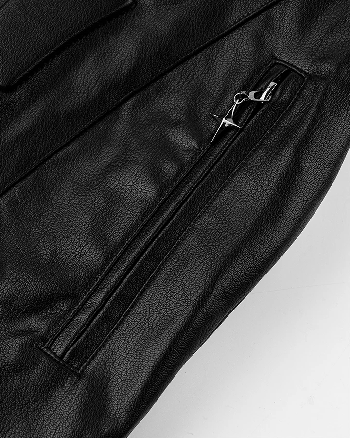 Structured Panel Faux Leather Jacket - Image 5