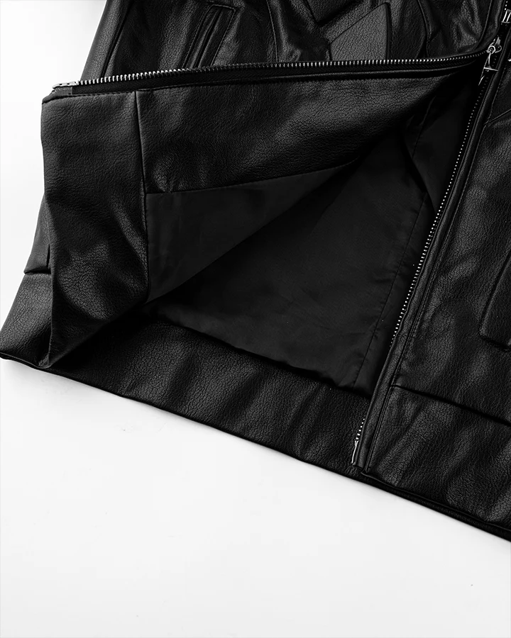 Structured Panel Faux Leather Jacket - Image 7