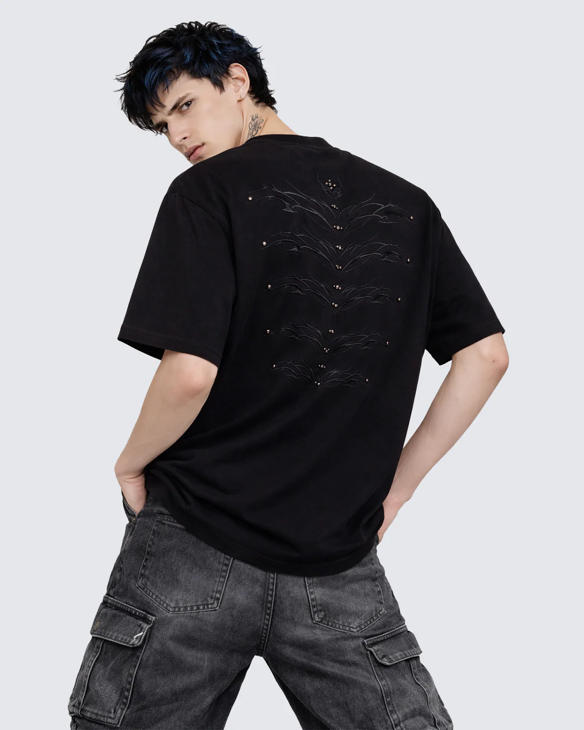 Studded Flame Spine T-Shirt - Image 2