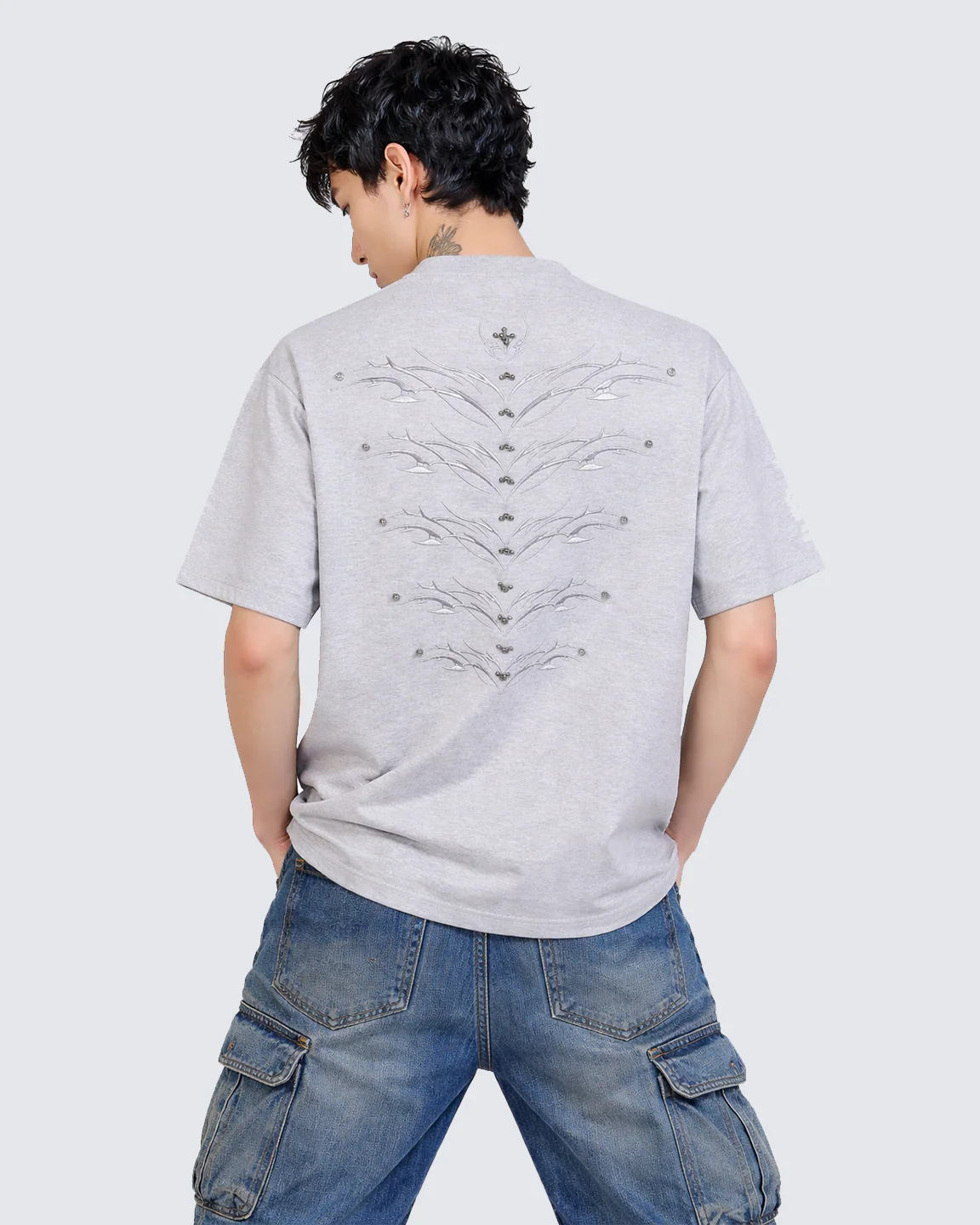 Studded Flame Spine T-Shirt - Image 6
