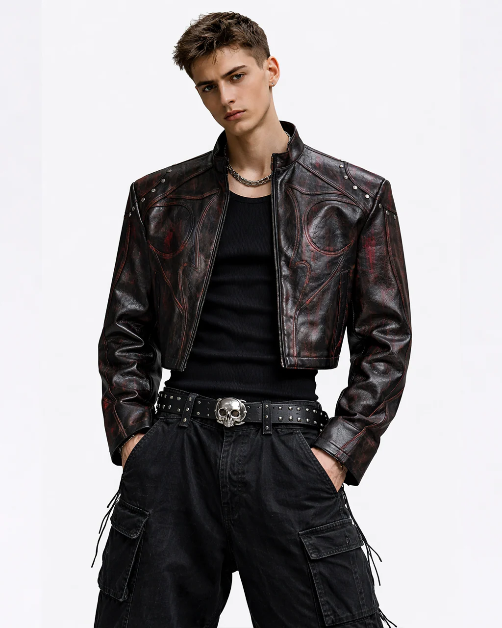 Studded Moto Leather Jacket - Image 2