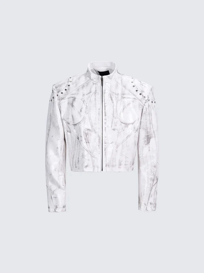 Studded Moto Leather Jacket - Image 3