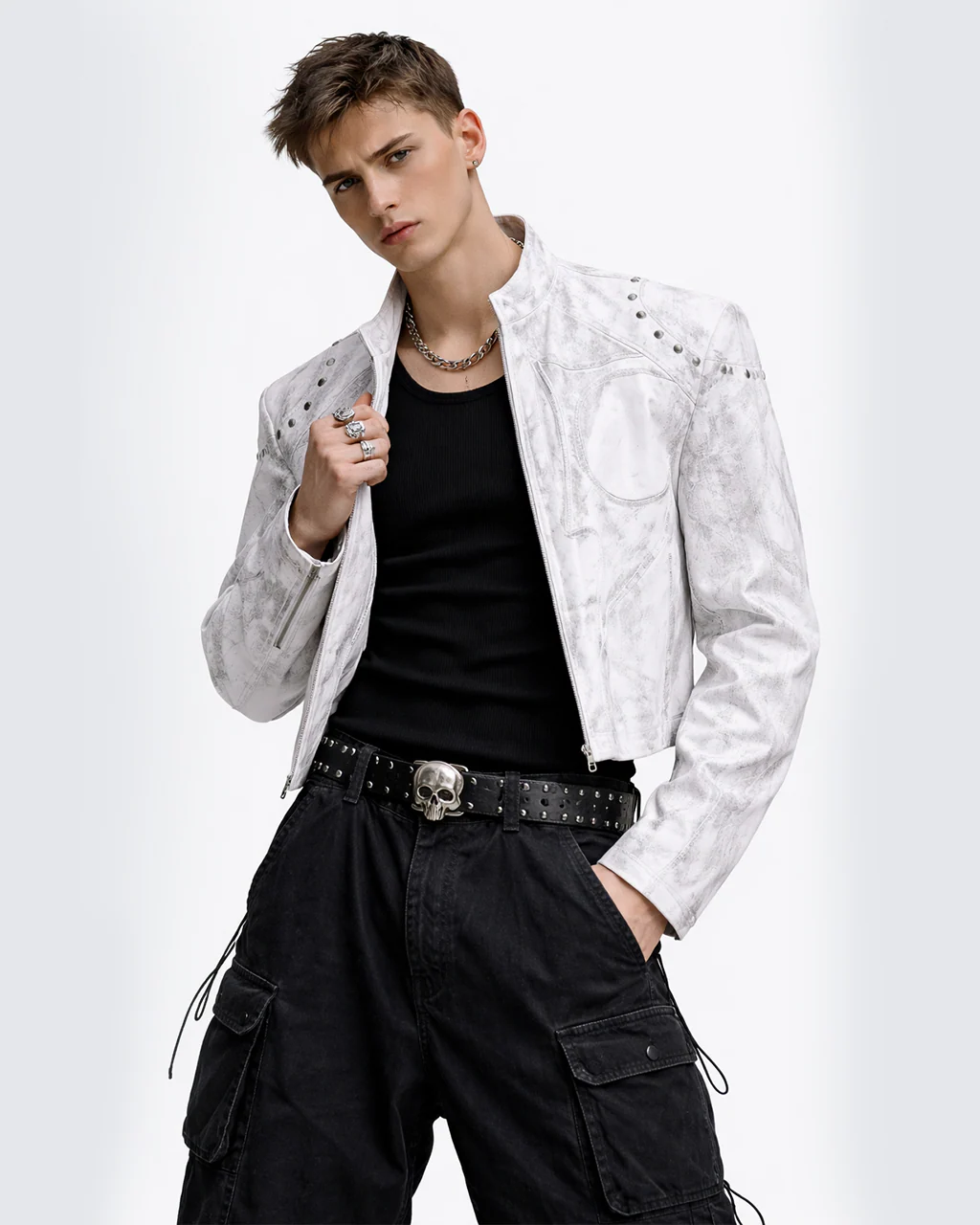 Studded Moto Leather Jacket - Image 4
