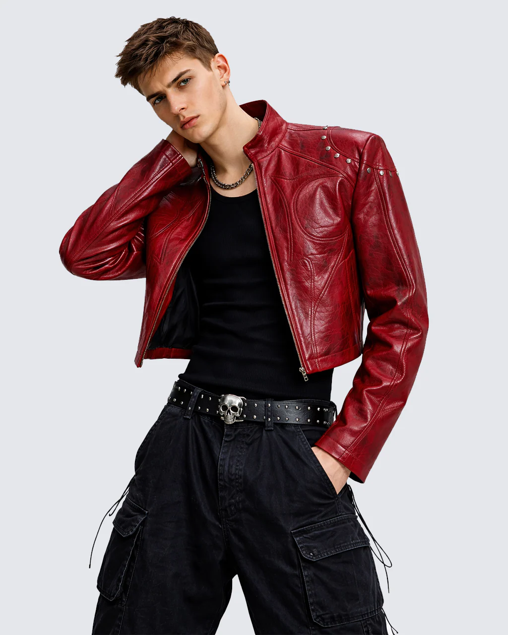 Studded Moto Leather Jacket - Image 6
