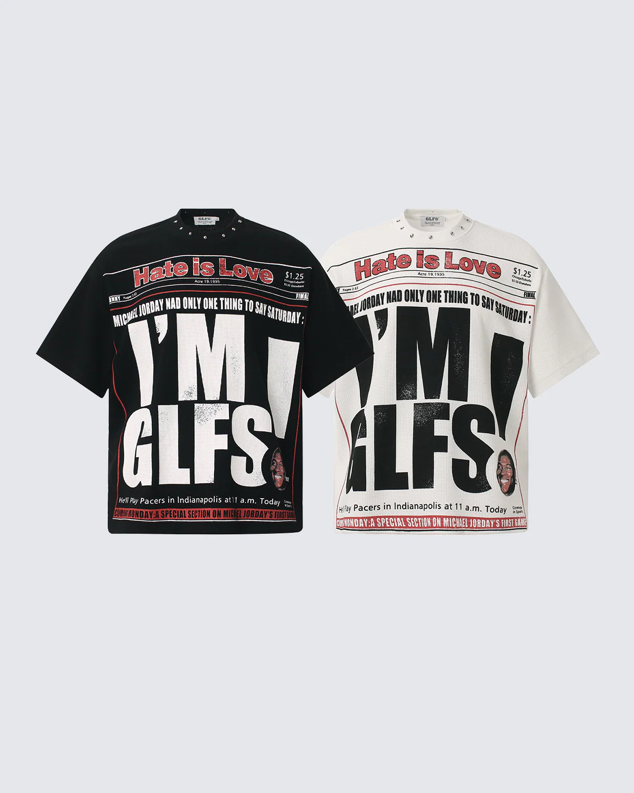 Studded Newspaper Graphic Tee - Image 2
