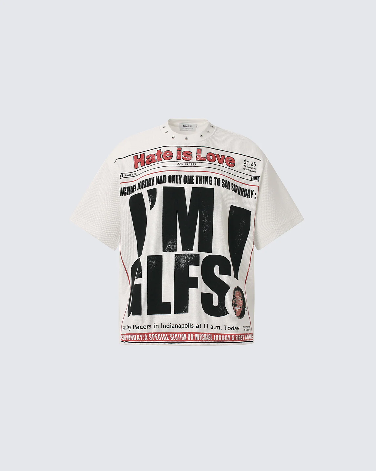 Studded Newspaper Graphic Tee - Image 3