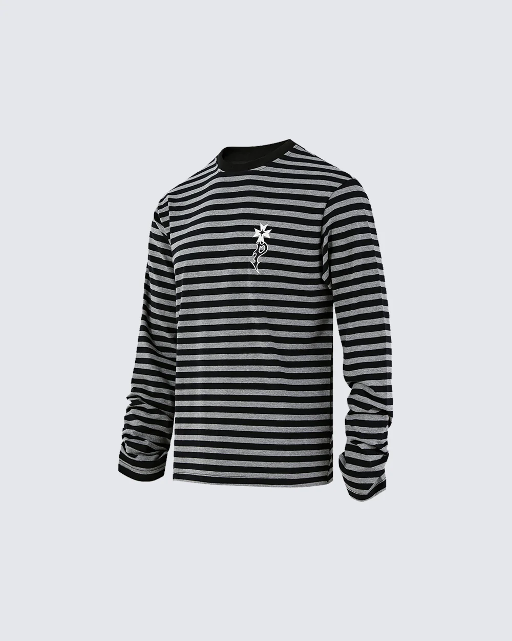 Subculture Cross Embroidered Striped Long Sleeve - Image 4