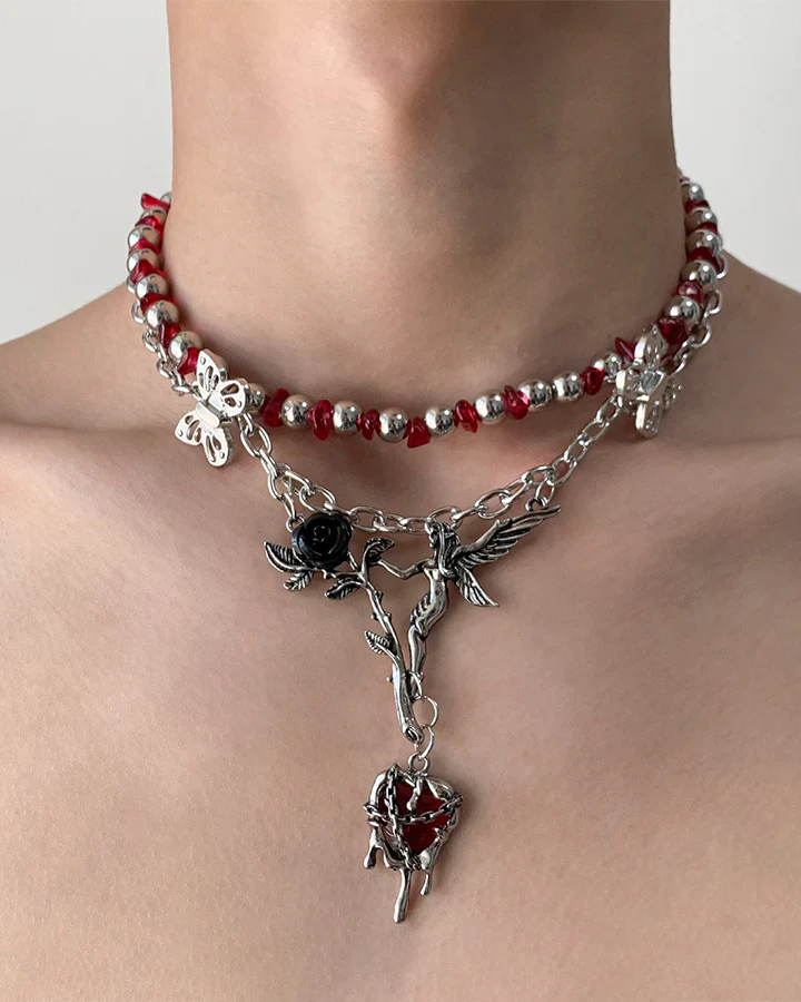 Subculture Flower Pendant Beaded Necklace - Image 3