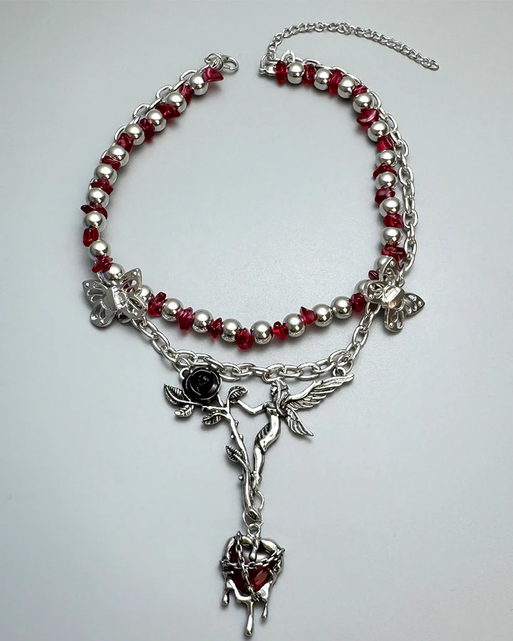 Subculture Flower Pendant Beaded Necklace - Image 4