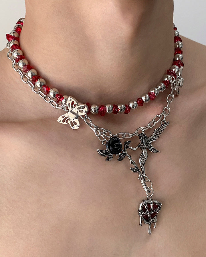 Subculture Flower Pendant Beaded Necklace - Image 7