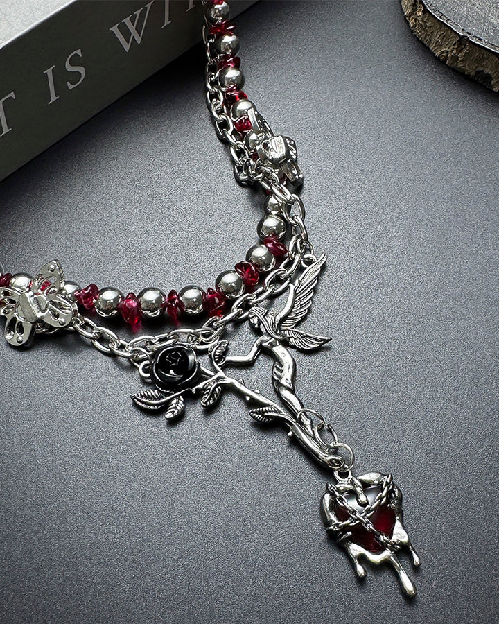 Subculture Flower Pendant Beaded Necklace - Image 8