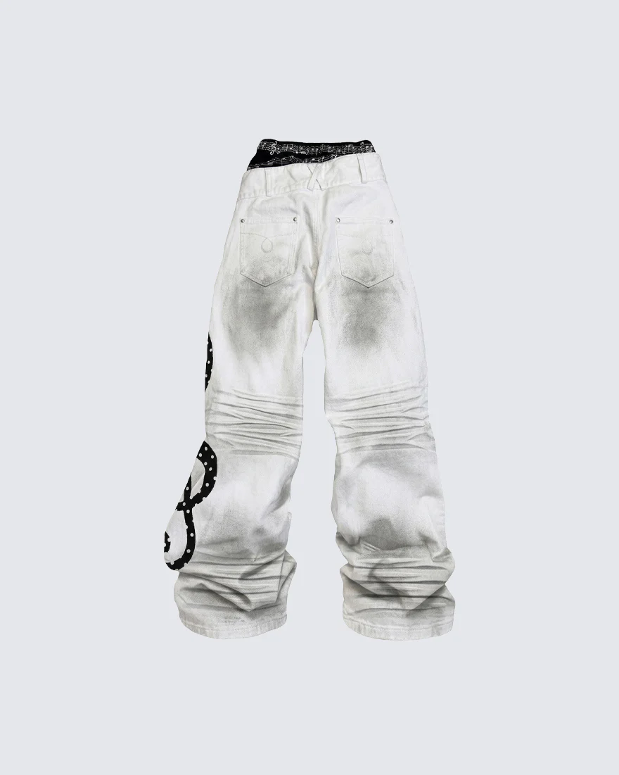 Subculture Inspired Distressed Flared Denim Jeans - Image 2
