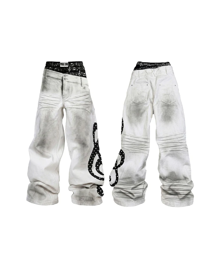 Subculture Inspired Distressed Flared Denim Jeans - Image 3