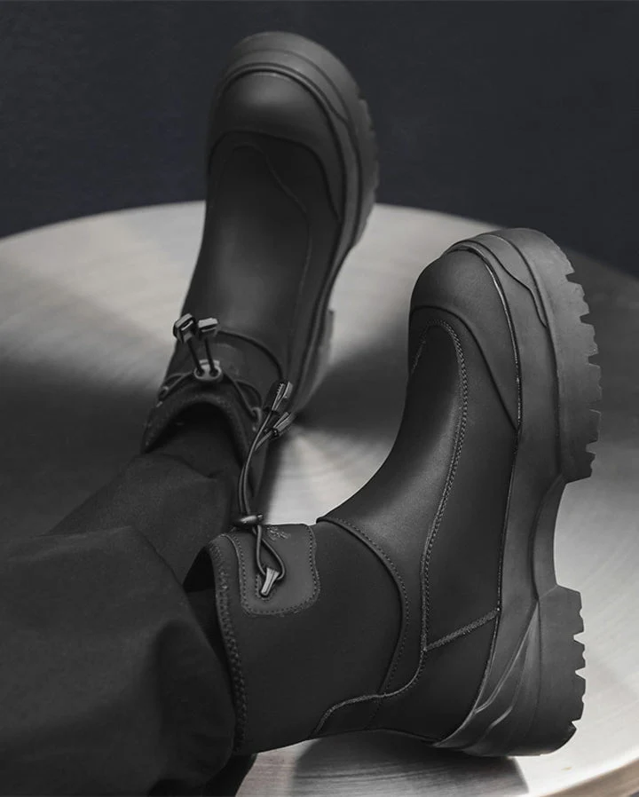 Thick-Sole Lace-Up Outdoor Motorcycle Boots - Image 2