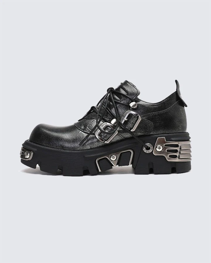 Thick-Soled Metal Low-Top Shoes - Image 3