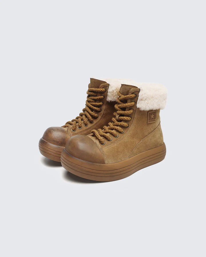 Thick-Soled Plush-Lined Couple Short Boots - Image 5