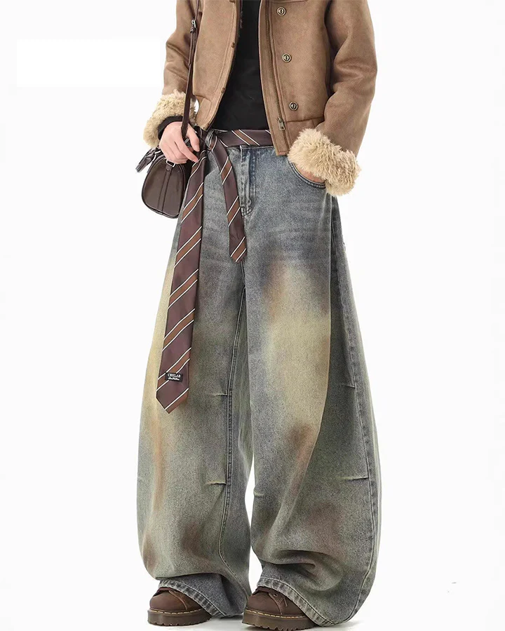 Tie Detail Wide Leg Denim Pants - Image 2