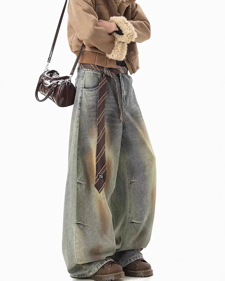 Tie Detail Wide Leg Denim Pants - Image 3