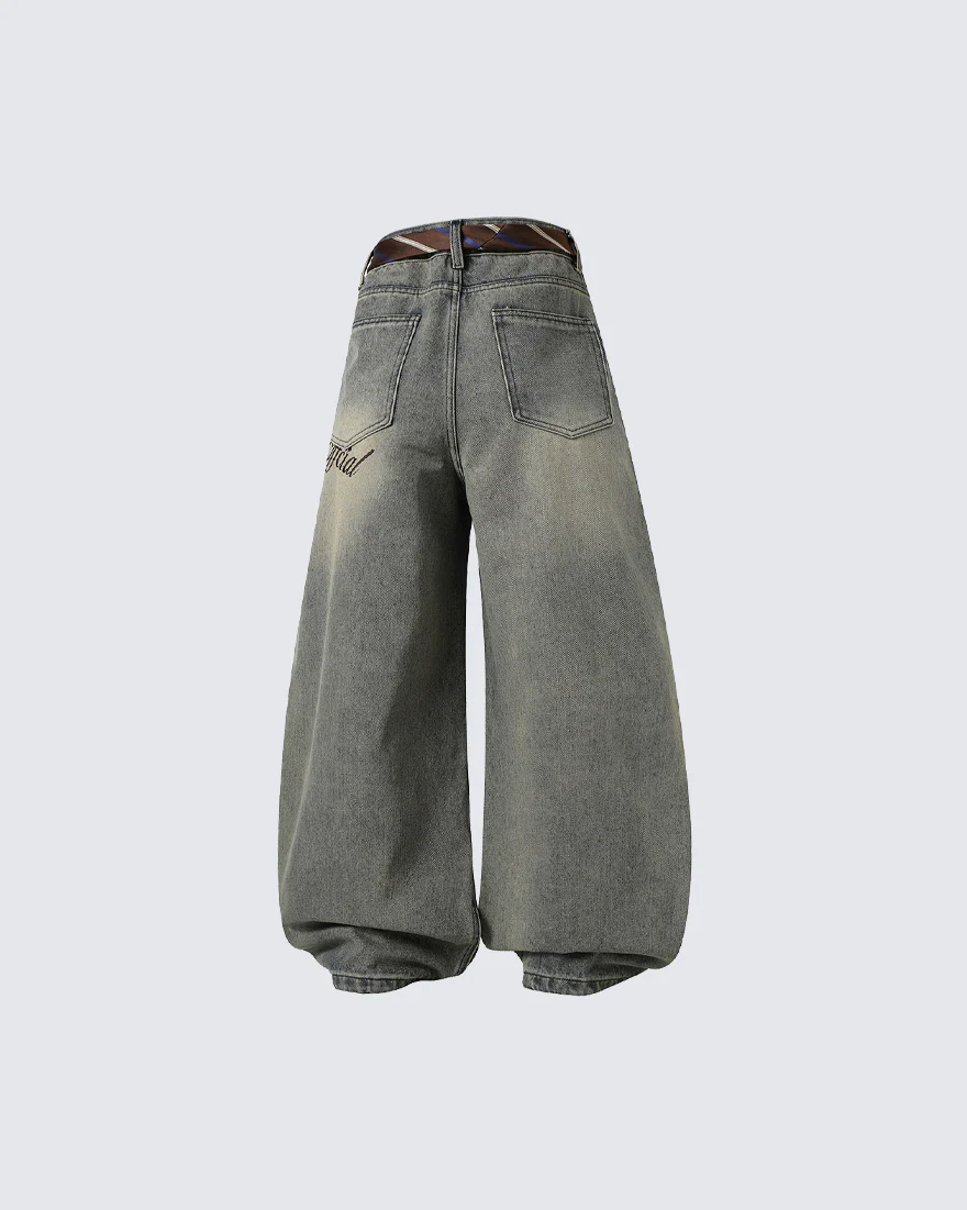 Tie Detail Wide Leg Denim Pants - Image 4