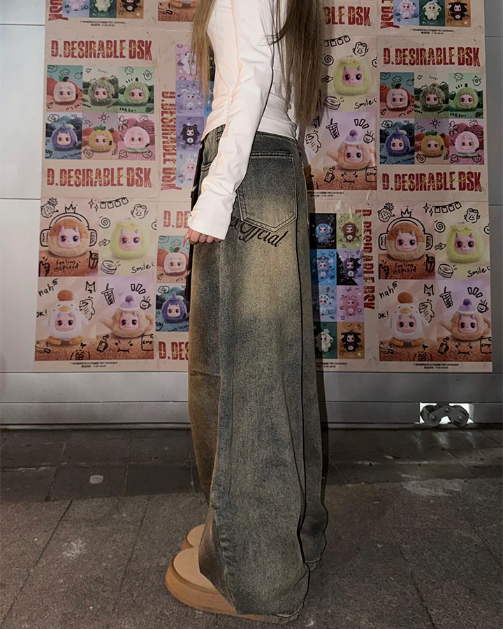 Tie Detail Wide Leg Denim Pants - Image 9