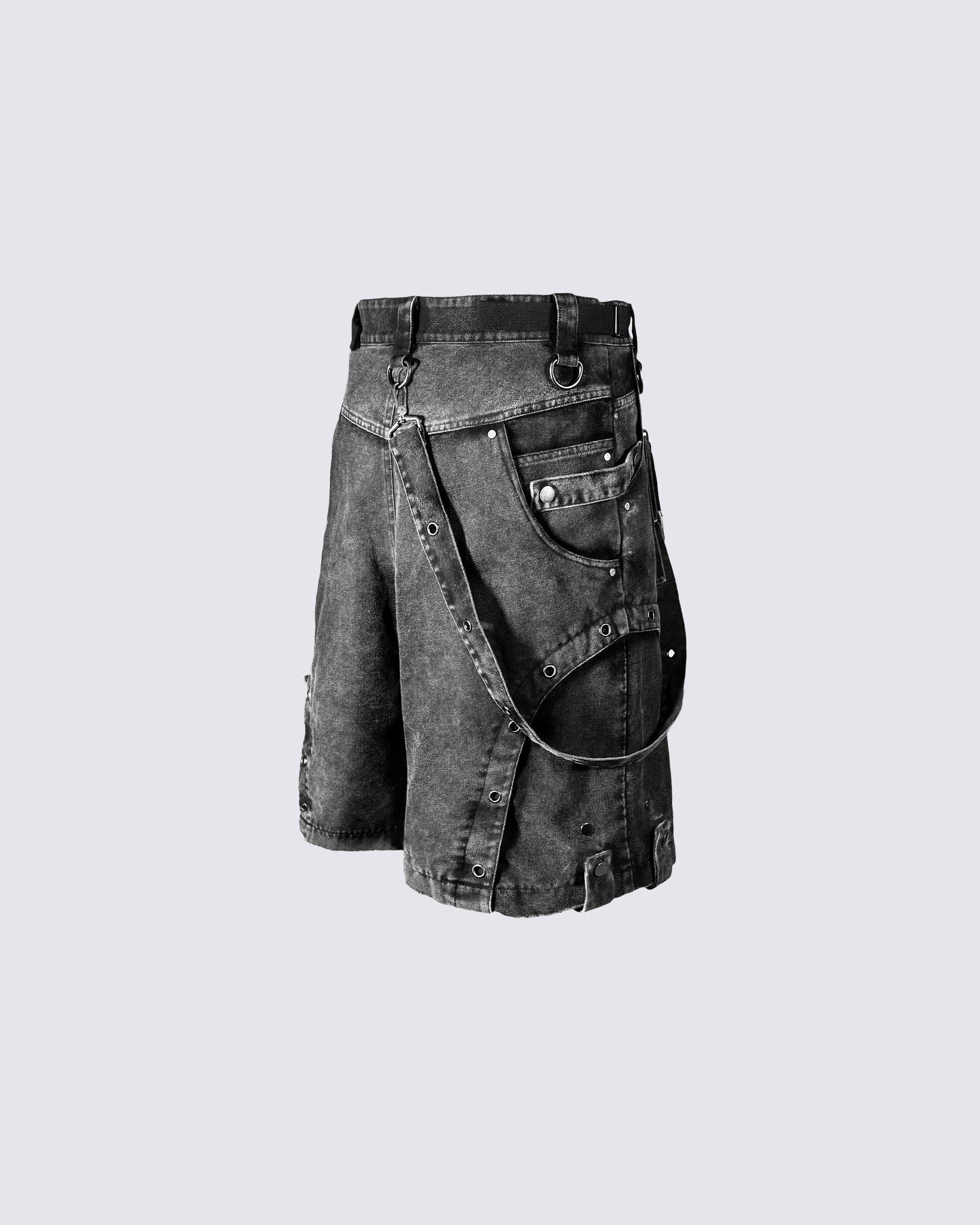 Heavy-Duty Waist Bag Strap Denim Casual Shorts - Image 5