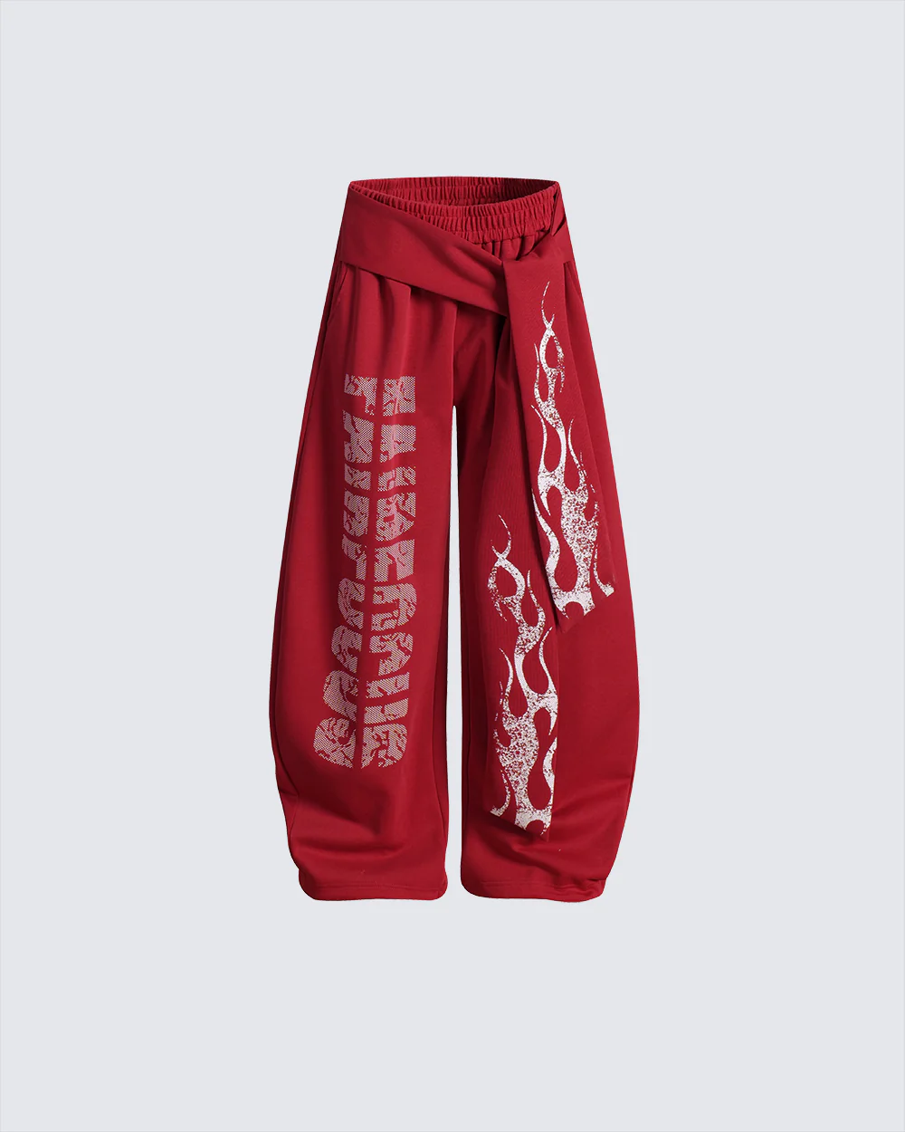Totem Print Tie-Waist Scimitar Relaxed Wide-Leg Sweatpants - Image 3