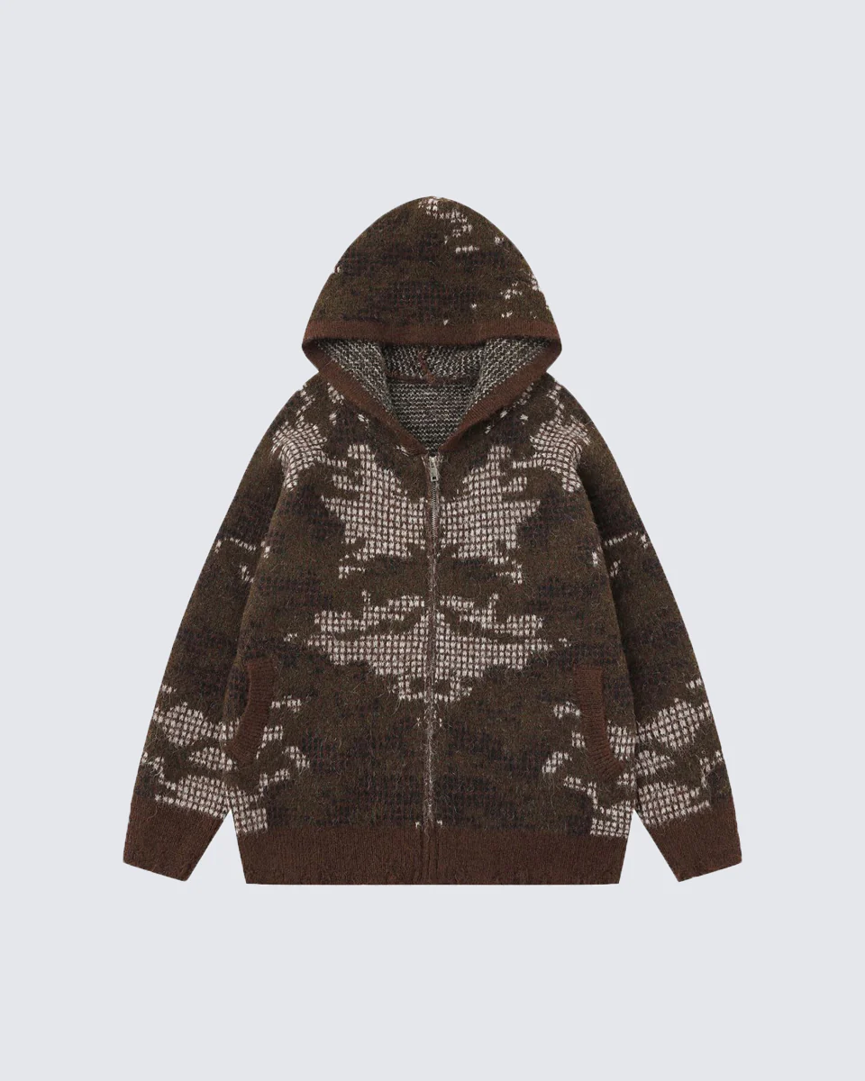 Unisex Creative Design Hooded Knit Sweater - Image 3