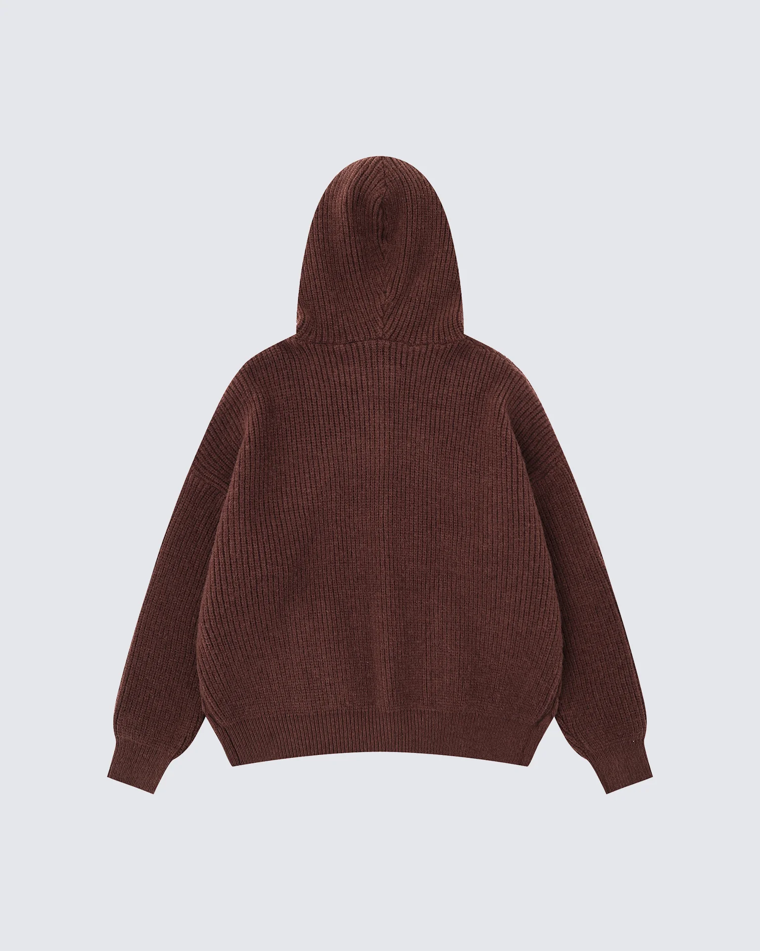 Unisex Drawstring Hooded Casual Knit Sweater - Image 2