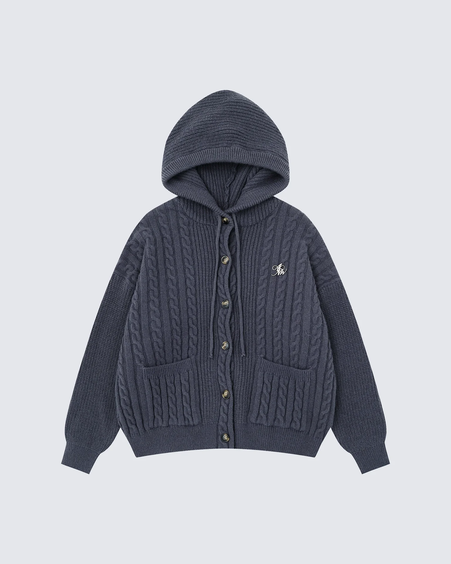 Unisex Drawstring Hooded Casual Knit Sweater - Image 3
