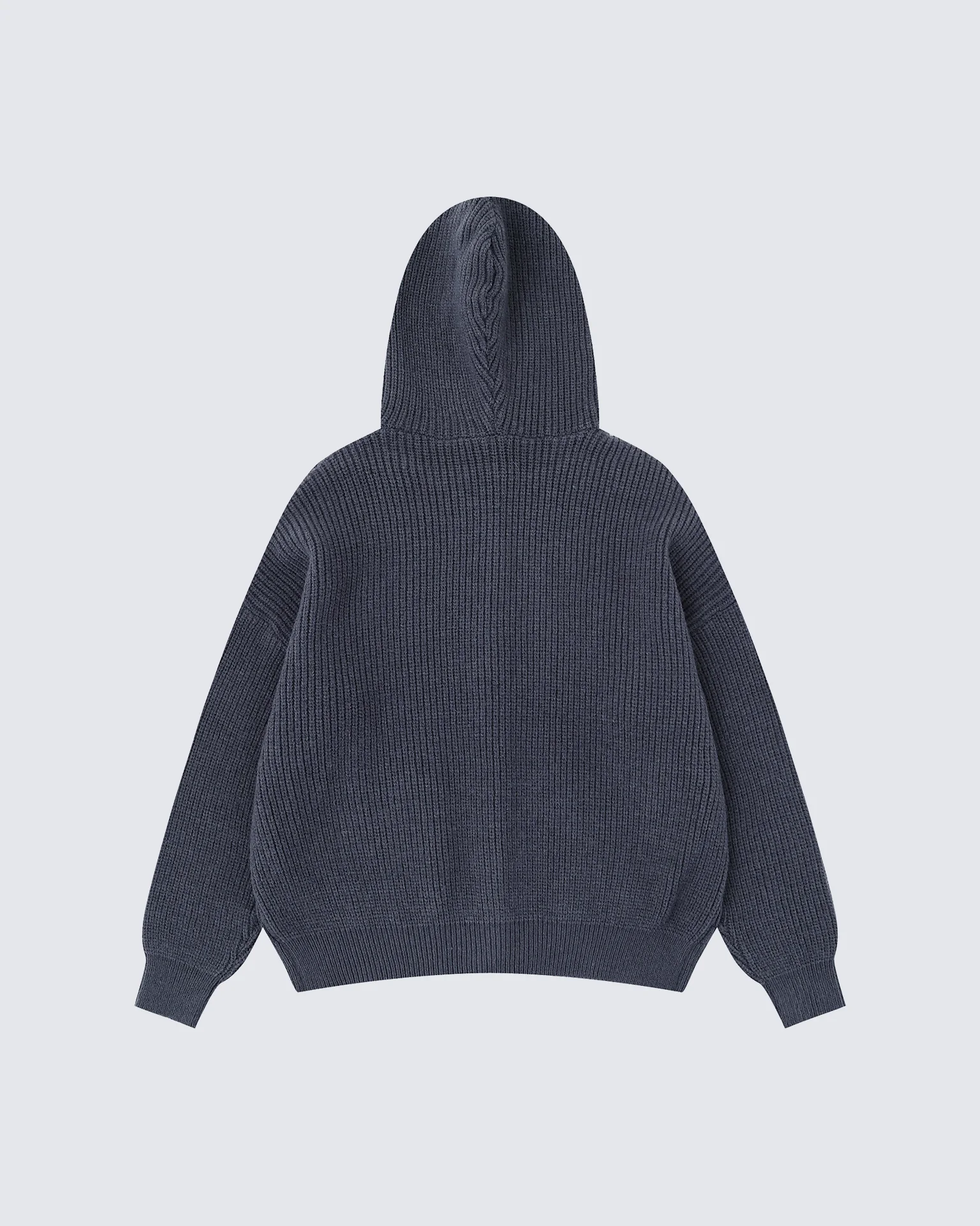 Unisex Drawstring Hooded Casual Knit Sweater - Image 4