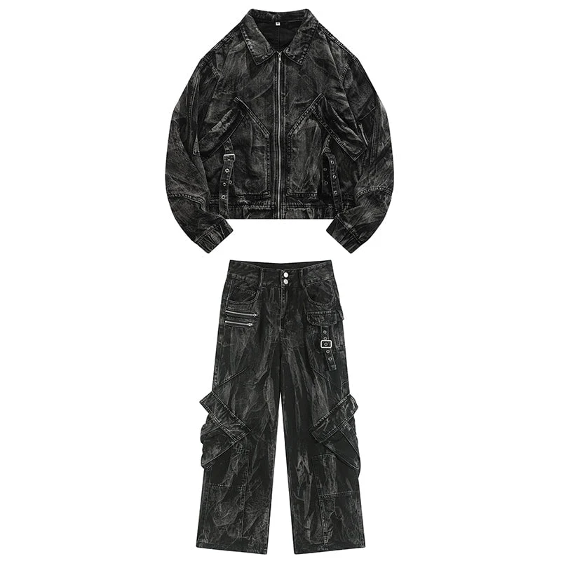 Vintage Black Denim Jacket with Distressed Detailing - Image 2