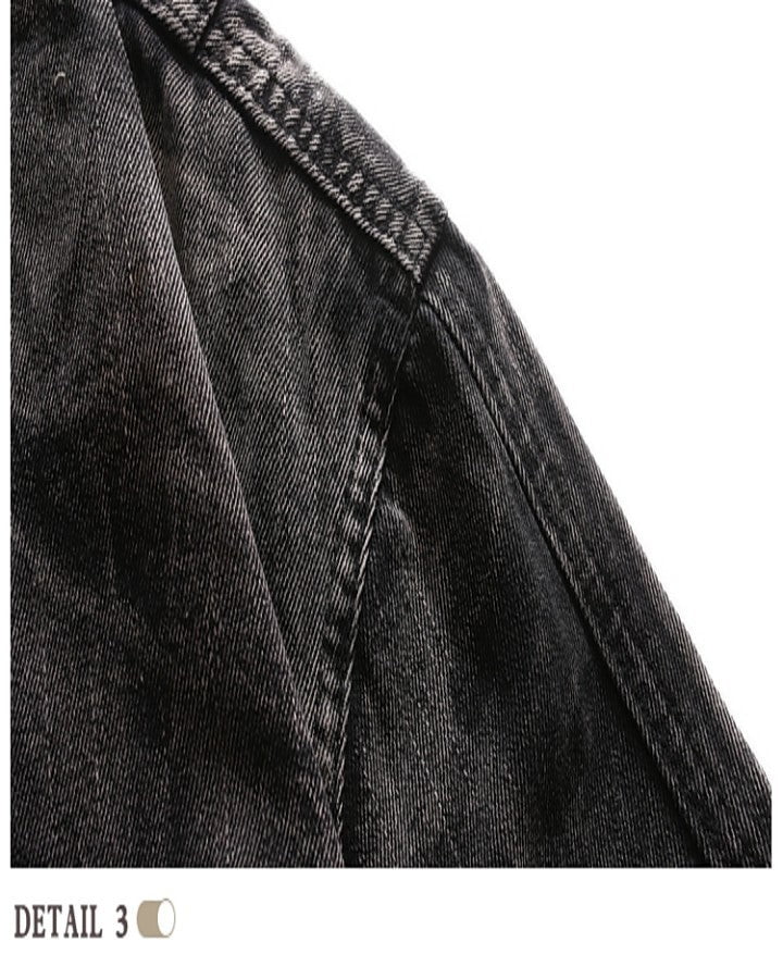 Vintage Black Denim Jacket with Distressed Detailing - Image 6