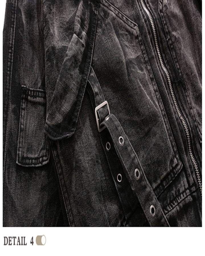 Vintage Black Denim Jacket with Distressed Detailing - Image 7
