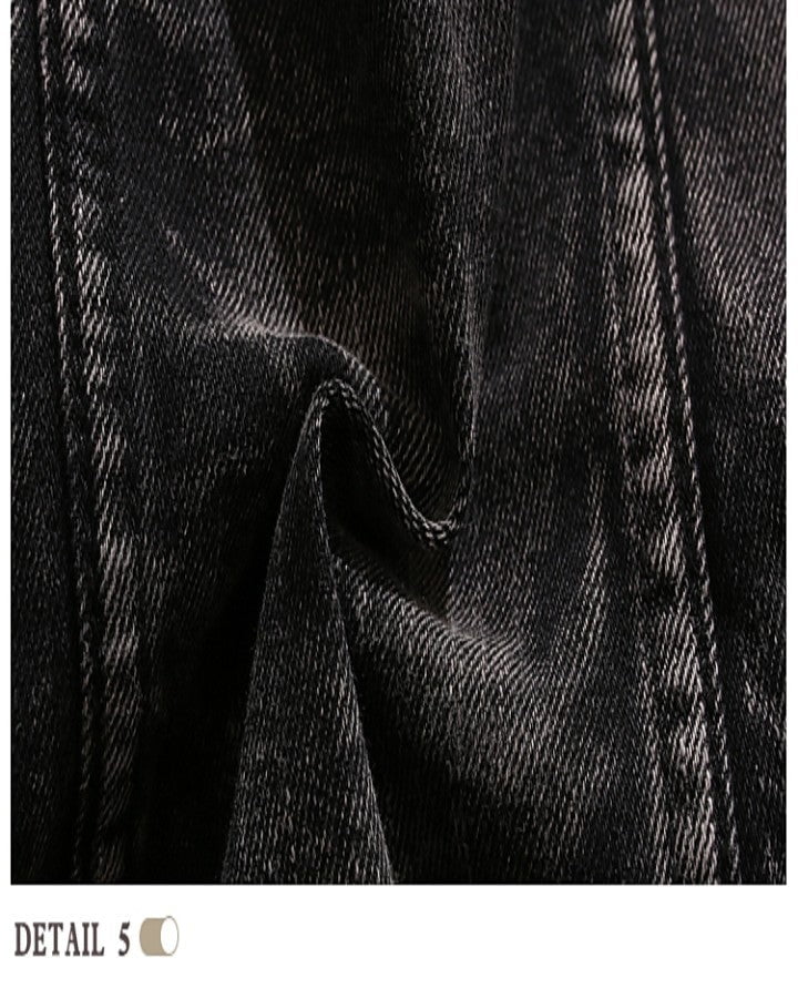 Vintage Black Denim Jacket with Distressed Detailing - Image 8