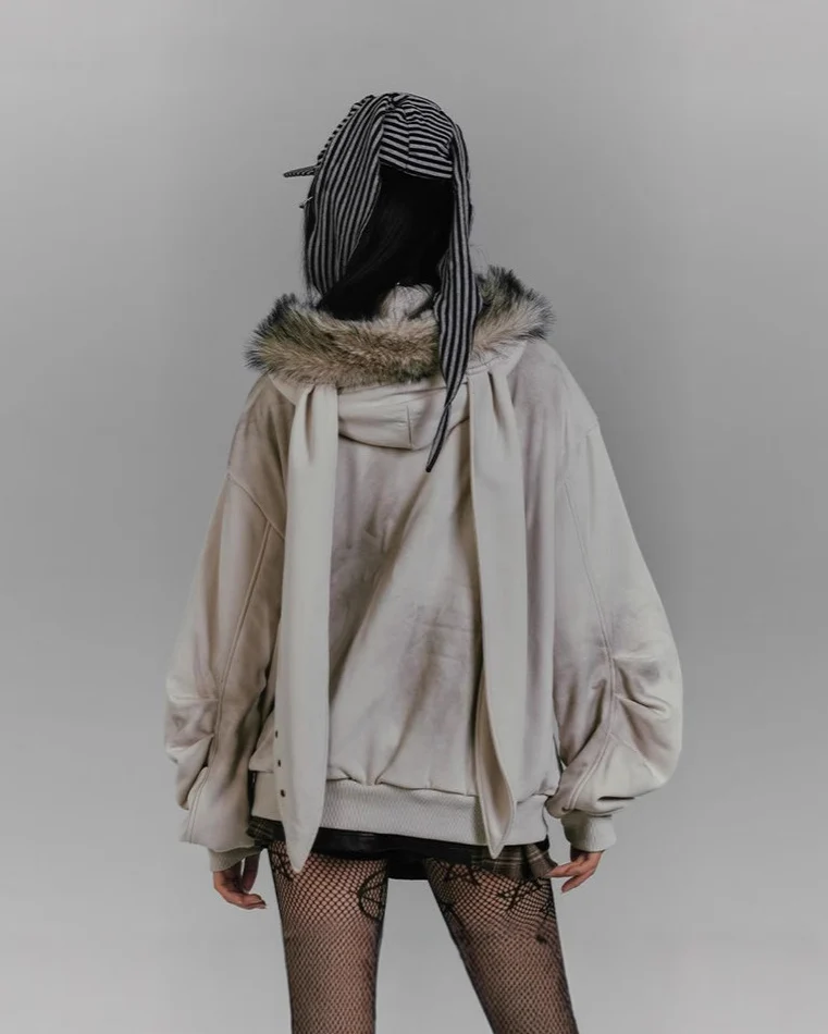 Vintage Bunny Hood Fleece Hoodie - Image 3