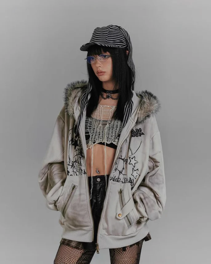 Vintage Bunny Hood Fleece Hoodie - Image 4