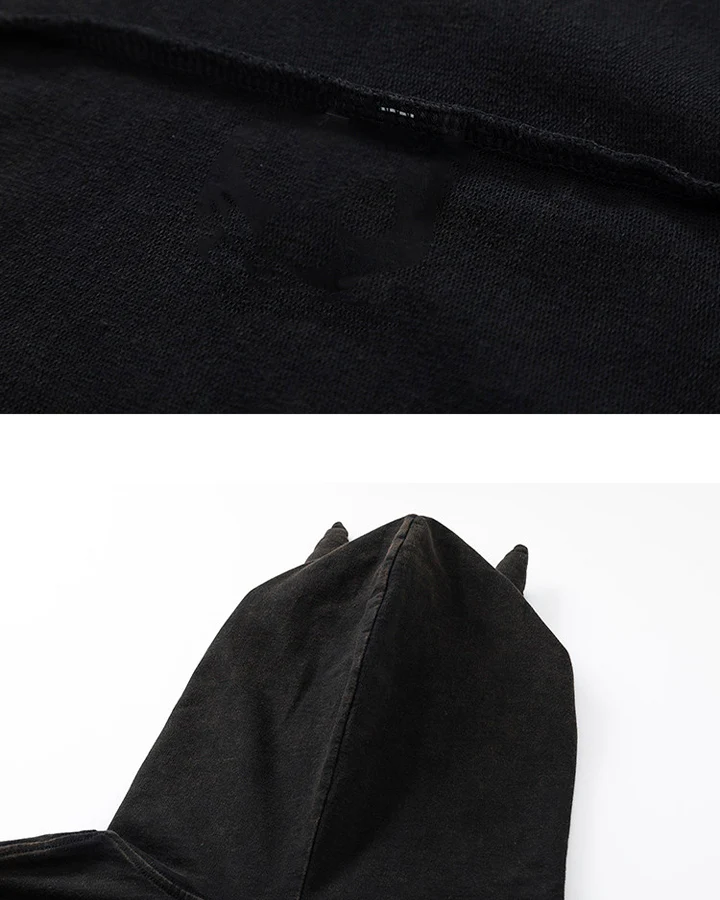 Vintage Cat Graphic Bat Sleeve Vest Hoodie - Image 8