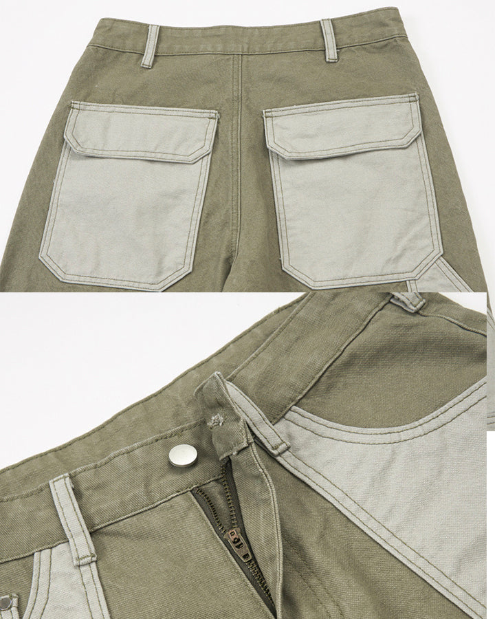 Vintage Chic Two-Tone Cargo Pants - Image 10