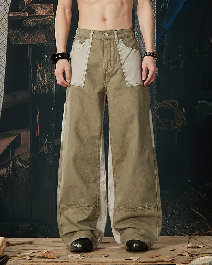 Vintage Chic Two-Tone Cargo Pants - Image 4