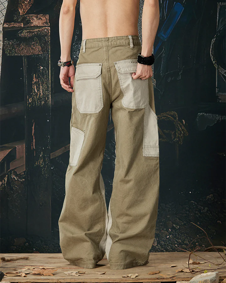 Vintage Chic Two-Tone Cargo Pants - Image 6