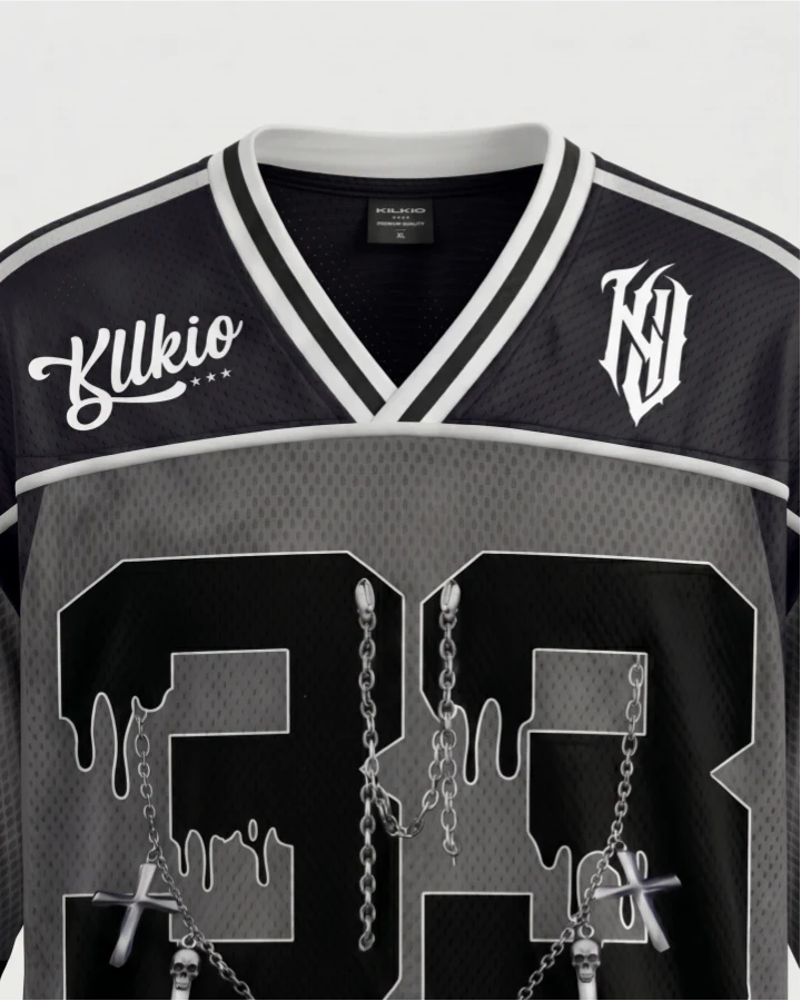 Vintage Contrast Graphic Street Jersey - Image 4