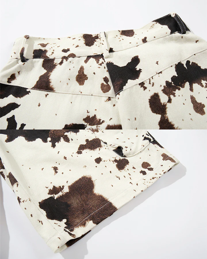 Vintage Cow Print Utility Cargo Shorts - Image 6