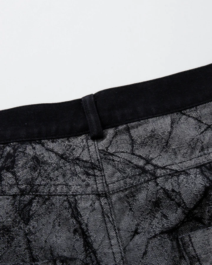 Vintage Crack Texture Panel Wide-Leg Pants - Image 5