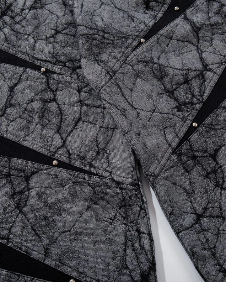 Vintage Crack Texture Panel Wide-Leg Pants - Image 6