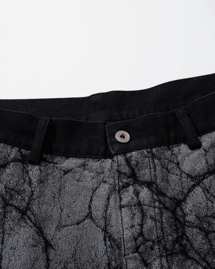 Vintage Crack Texture Panel Wide-Leg Pants - Image 7