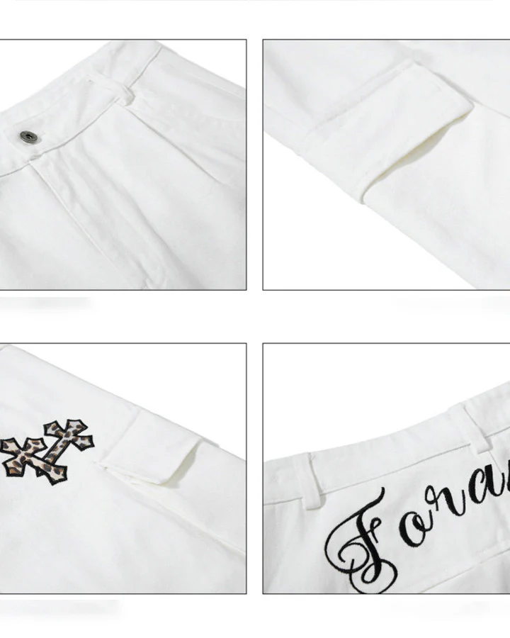 Vintage Cross Patch Embroidered Cargo Pants - Image 6