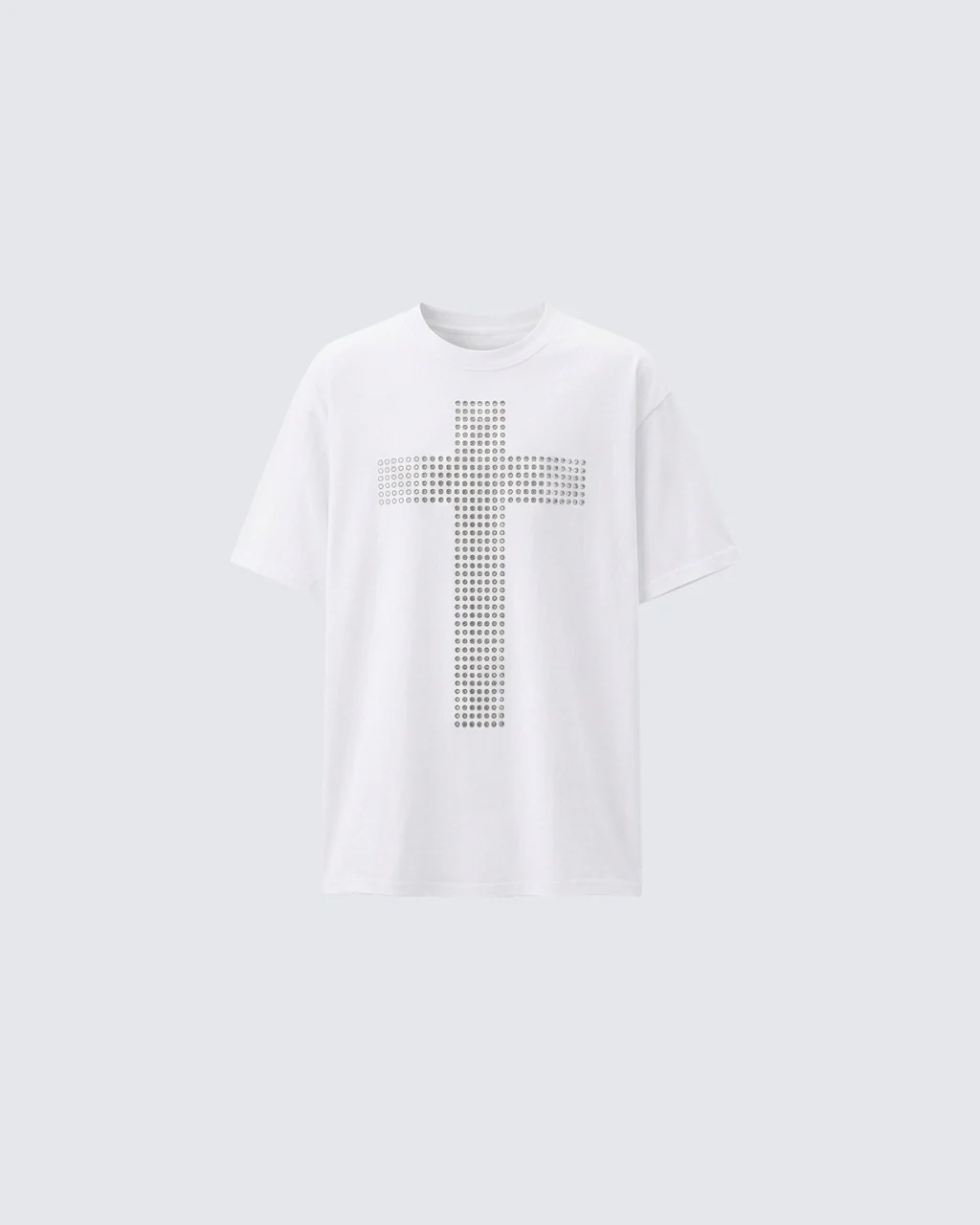 Vintage Cross Rhinestone Black Short Sleeve T-Shirt - Image 3