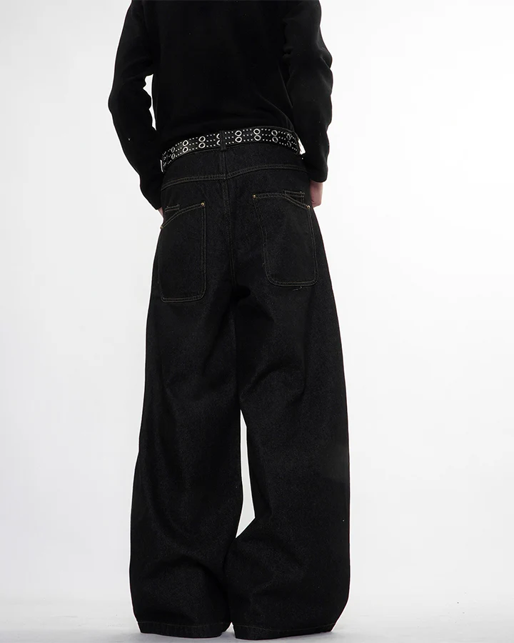 Vintage Dark Wash Wide-Leg Denim Pants - Image 6