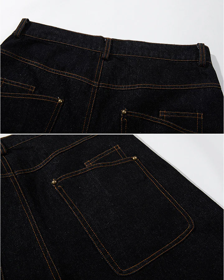 Vintage Dark Wash Wide-Leg Denim Pants - Image 7
