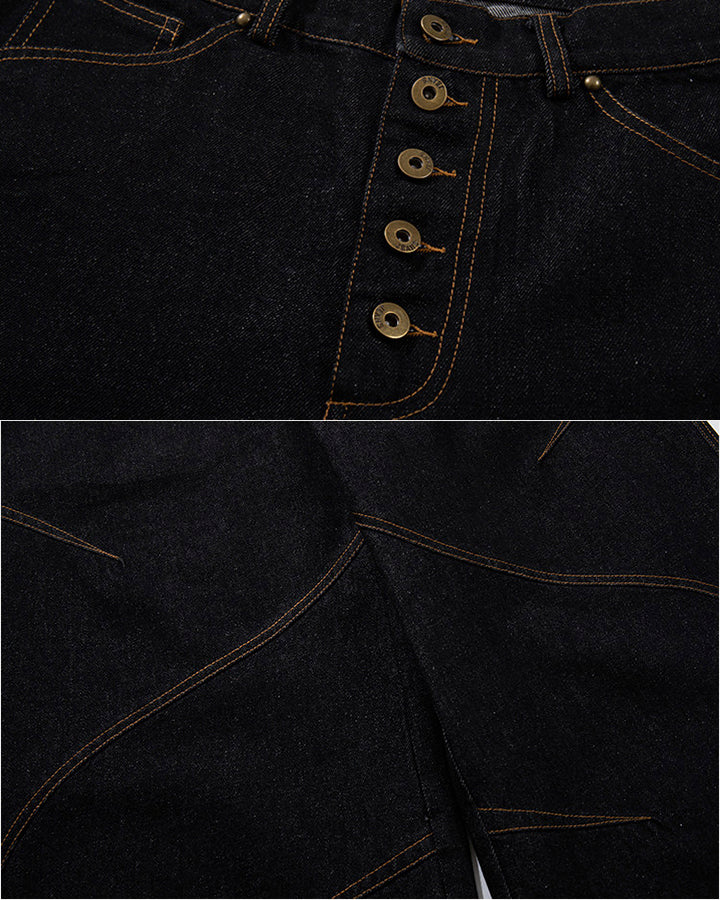 Vintage Dark Wash Wide-Leg Denim Pants - Image 8